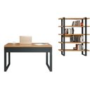 Ver imagem 4 de Mesa para Escritório com Estante Industrial 100% MDF 135cm Freijó com Preto Fosco