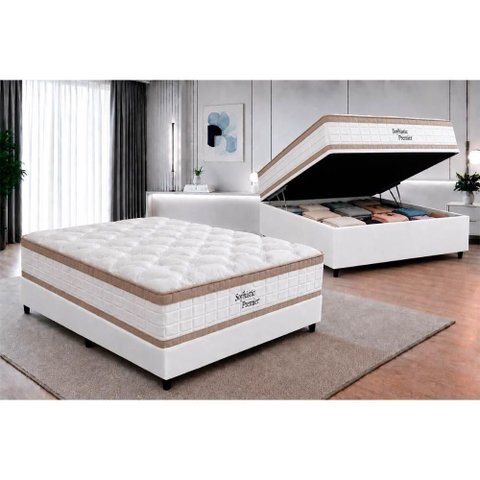 Cama Box Baú Crc Casal+Colchão Ortopédico Sofhistic Orthoflex
