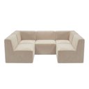 Ver imagem 1 de Sofá Modular Boucle Kit 5 Módulos Sofá em U 3 Meios e 2 Cantos Espuma Premium a Vácuo 3,85m - Bege