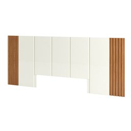 Cabeceira Decorativa Casal com Detalhes Ripados 100% Mdf Tw185 Dalla Costa-off White com Freijó - 2