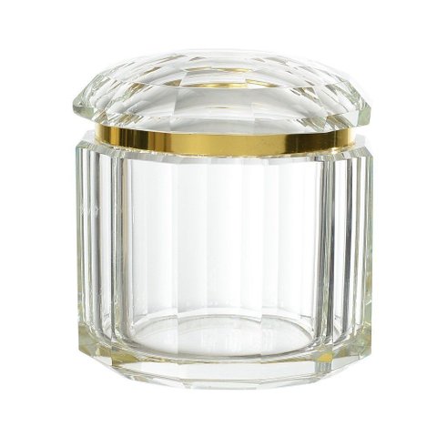 Caixa Decorativa Cristal Transparente e Dourado 11x10x10cm