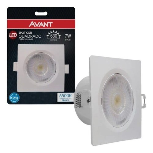 Kit 3 Spot LED Direcionável 7W Quadrado 11,5x11,5cm Branco Frio