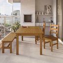 Ver imagem 1 de Conjunto Mesa 180cm 2 Cadeiras e 1 Banco Área Gourmet Madeira Maciça Ventimiglia Yescasa Marrom/Nogueira