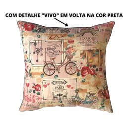 Kit 2 Capas de Almofada Impermeável Belize Zíper Invisível 45cmx45cm:Paris Fundo Rosa - 2