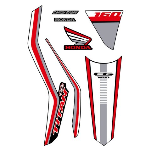 Kit Adesivo Faixa Protetor Cg Titan 160 Branco, Cinza, Vermelho Ano 2018 a 2021 Cobra Motoparts