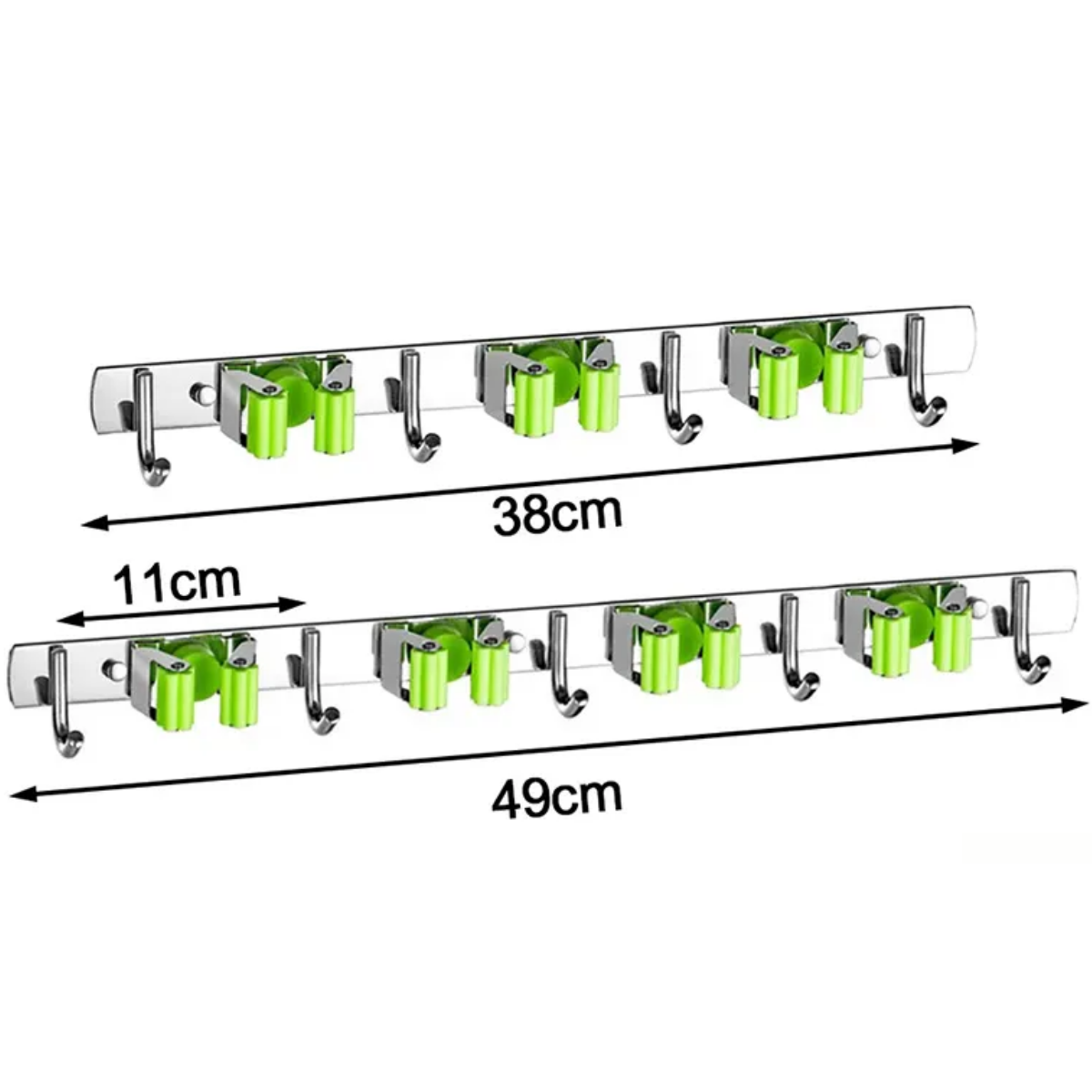 Suporte Inox Multiuso de Parede Gancho para Vassoura Rodo Pá:38cm - 3