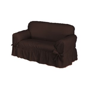 Capa De Sofá 2 Lugares Avulso Gorgurão Maquinetado: Marrom-escuro