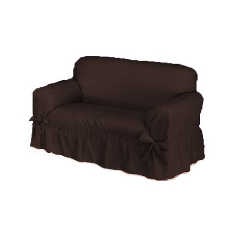 Capa De Sofá 2 Lugares Avulso Gorgurão Maquinetado: Marrom-escuro