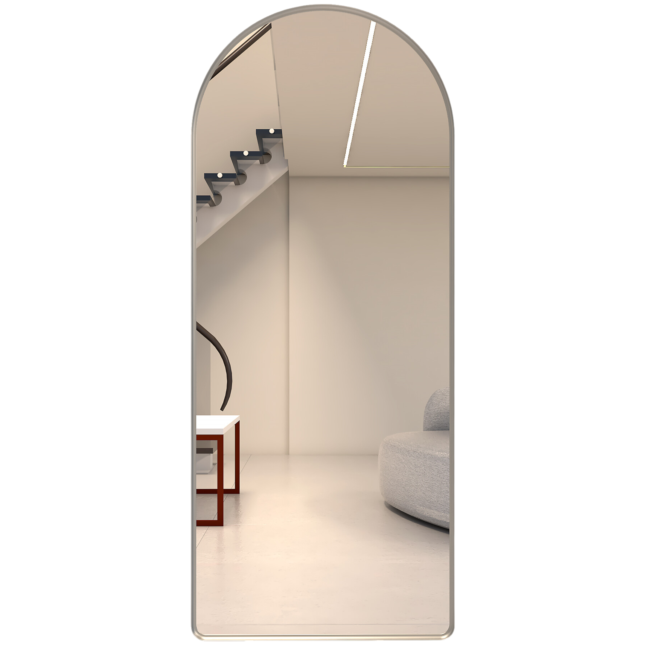 Espelho Grande Oval Base Reta com Moldura Metal Corpo Inteiro 170 X 70 Cm C/suporte de Chão - 1