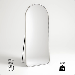 Espelho Lopazzi Arcos Base Reta 170x70cm Suporte de Chão Grande Corpo Inteiro Moderno Luxo - Prata - 3