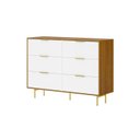 Ver imagem 2 de Cômoda para Quarto com 6 Gavetas 135cm x 102cm Safira Marrom/Freijó/Branco