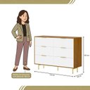Ver imagem 3 de Cômoda para Quarto com 6 Gavetas 135cm x 102cm Safira Marrom/Freijó/Branco
