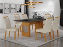 Ver imagem 1 de Conjunto Sala de Jantar Lara 1,60m com 6 Cadeiras Clara Plus Cinamomo/Chumbo/Joli Palha