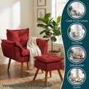 Ver imagem 5 de Kit Poltrona e Puff Alice Decorativa Confortável para Sala Recepção Manicure Quarto Tecido Suede