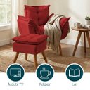Ver imagem 6 de Kit Poltrona e Puff Alice Decorativa Confortável para Sala Recepção Manicure Quarto Tecido Suede