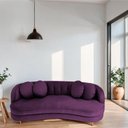 Ver imagem 6 de Sofá Curvo 3 Lugares Orgânico Sala Recepção Luxo Panamá 200cm Suede Roxo