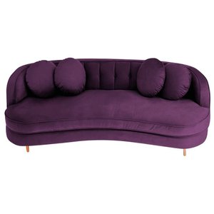 Sofá Curvo 3 Lugares Orgânico Sala Recepção Luxo Panamá 200cm Suede Roxo