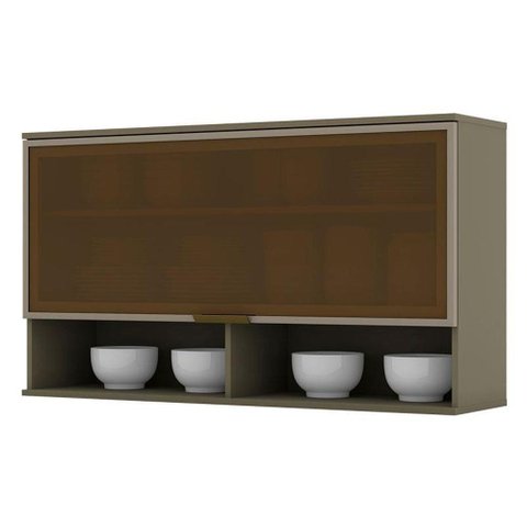 Armário Aéreo Évelin 1 Porta Basculante de Vidro 120 Cm Duna - Henn