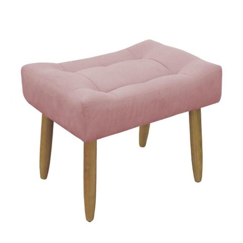 Puff Banqueta Decorativo Pés Madeira Rosa