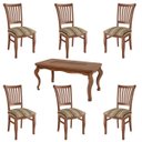 Ver imagem 1 de Jogo Mesa de Jantar Gaules 160cm com 6 Cadeiras Perseu MDF Imbuia - Gran Belo