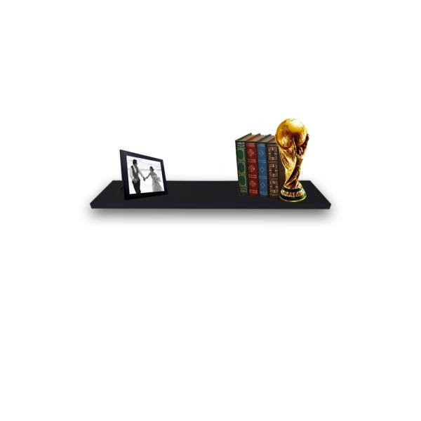 Prateleira Simples Preta 50x20cm com Suporte Em Mdf