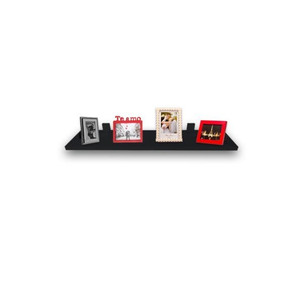 Prateleira Simples Preta 40x20cm Com Suporte Em Mdf