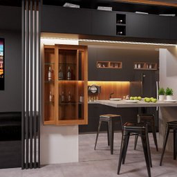 Cristaleira Bar com Nicho Sala de Estar Bacco Prateleira em Vidro Imbuia - 5