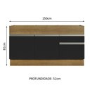 Ver imagem 4 de Balcão de Pia Armário de Cozinha 150 Cm 2 Portas e 2 Gavetas (sem Tampo e Pia) Rustic/preto Glamy Ma