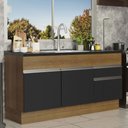 Ver imagem 1 de Balcão de Pia Armário de Cozinha 150 Cm 2 Portas e 2 Gavetas (sem Tampo e Pia) Rustic/preto Glamy Ma