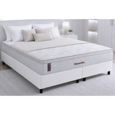 Cama Box Crc King +Colchão Molas Marselha Hellen 193x203x28