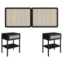 Ver imagem 2 de Cabeceira Cama Casal 160cm e 2 Mesas de Cabeceira com Gaveta Cor:nero