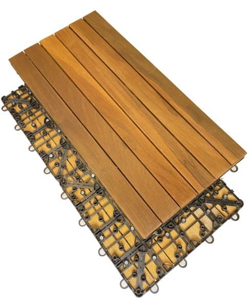Deck de Madeira Modulado 6 Ripas 30x60 Kit 18 Peças (3m²) - 1