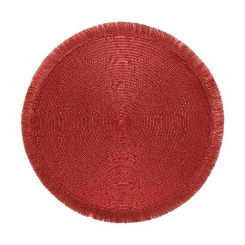 Kit 4 Pçs Jogo Americano Redondo Meissa Vermelho 38cm