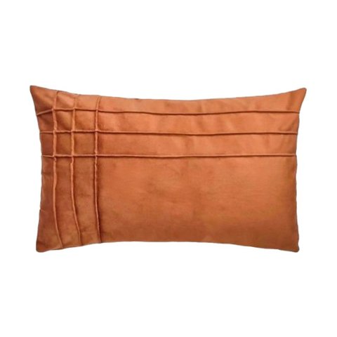Capa de Almofada Drapeada Line T Veludo Terracota Retangular