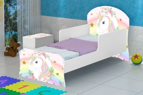 Mini Cama Infantil + Baú Unicórnio