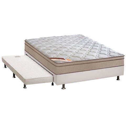 Cama Box c/Auxiliar Casal: Colchão Castor Bonnel Revolution + Base CRC Courano Black(138x188)