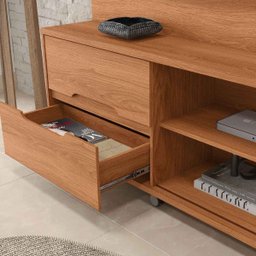 Estante Home Brise para Tv até 70 Polegadas 1 Porta Correr 2 Gavetas e Rodízio Jequitibá - Lukaliam - 2