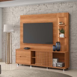 Estante Home Brise para Tv até 70 Polegadas 1 Porta Correr 2 Gavetas e Rodízio Jequitibá - Lukaliam - 5