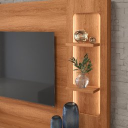 Estante Home Brise para Tv até 70 Polegadas 1 Porta Correr 2 Gavetas e Rodízio Jequitibá - Lukaliam - 3