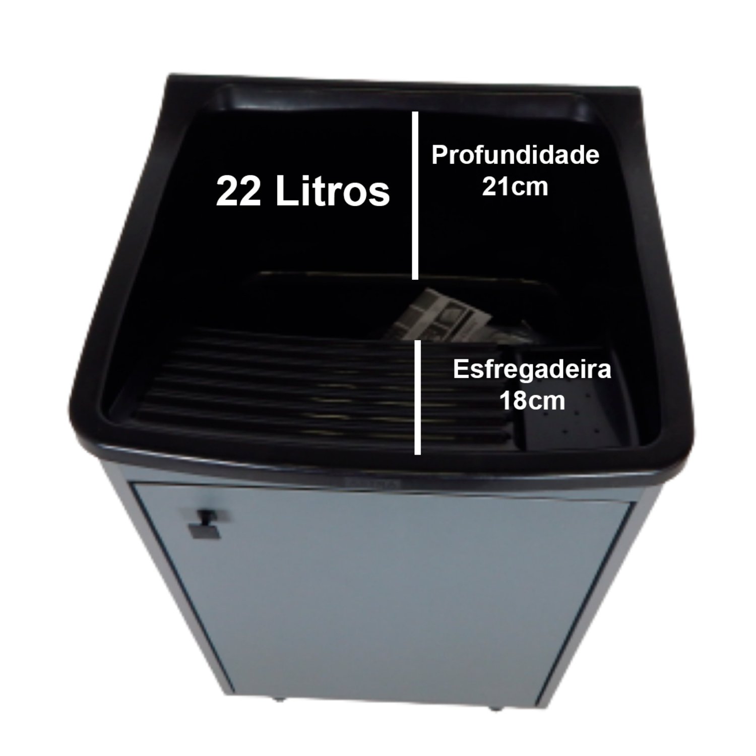 Tanque para Lavar Roupa 22l com Gabinete 46cm Chumbo Premium - 4