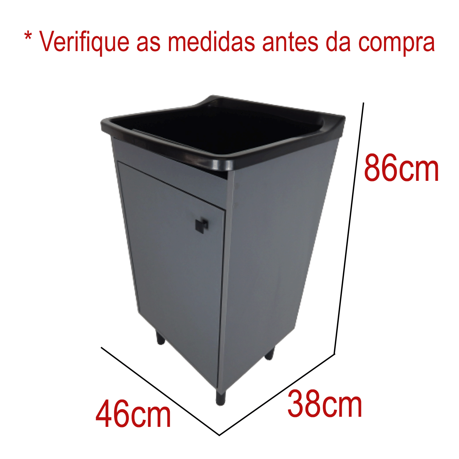 Tanque para Lavar Roupa 22l com Gabinete 46cm Chumbo Premium - 2