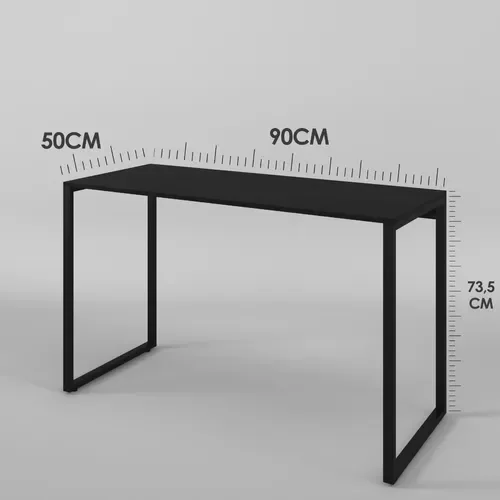 Escrivaninha Preto 90cm Mesa Madeira Móveis Industrial Escritório - 4