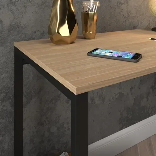 Escrivaninha 120cm Mesa Madeira Natura com Preto Móveis Industrial Escritório - 3