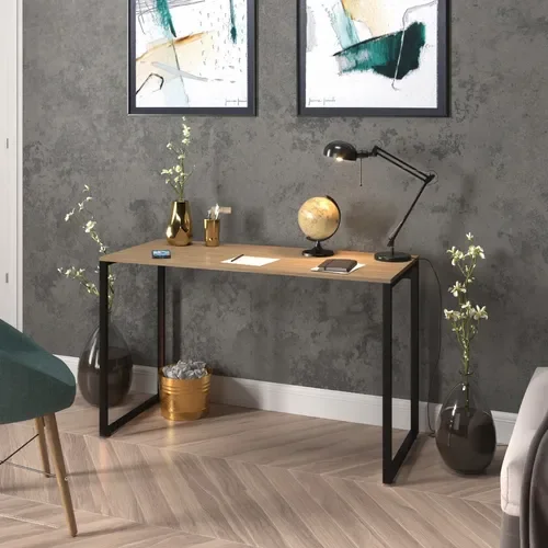 Escrivaninha 120cm Mesa Madeira Natura com Preto Móveis Industrial Escritório - 2