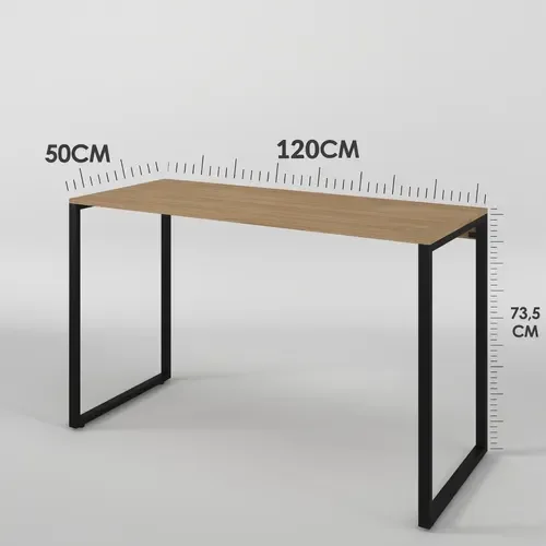 Escrivaninha 120cm Mesa Madeira Natura com Preto Móveis Industrial Escritório - 4