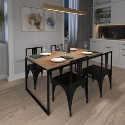 Mesa Madeira Retangular Sala de Jantar Cozinha 4 Lugares Industrial Metal 160x90cm - 7