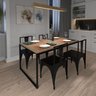 Mesa Madeira Retangular Sala de Jantar Cozinha 4 Lugares Industrial Metal 160x90cm - 7