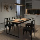 Ver imagem 5 de Mesa Madeira Retangular Sala de Jantar Cozinha 4 Lugares Industrial Metal 160x90cm