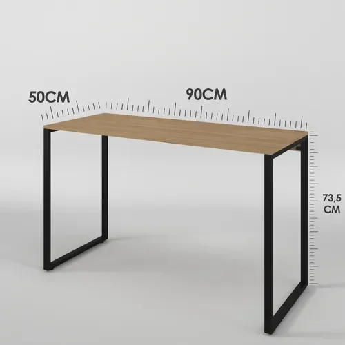 Escrivaninha 90cm Mesa Madeira Natura com Preto Móveis Industrial Escritório - 3