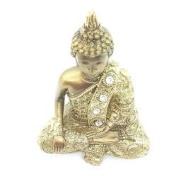 Buda com Pedras G Dourado - Mãos Abaixadas - 4